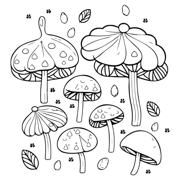Coloriage des champignons d'automne