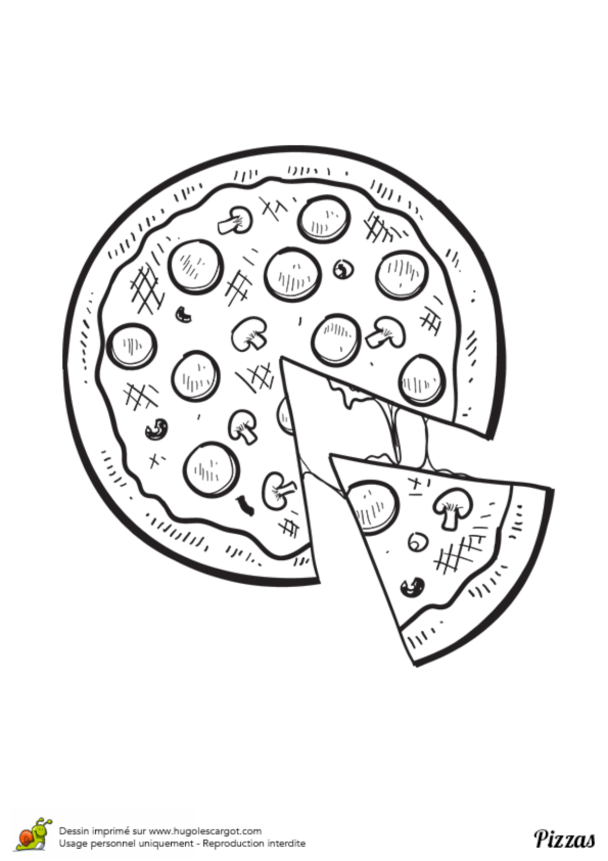 Coloriage Pizza Pepperoni Champignons