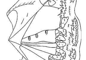 Coloriage camping pieds