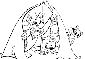 Coloriage camping peur