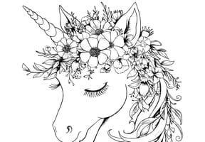 Magnifique licorne &agrave; la crini&egrave;re orn&eacute;e de fleurs