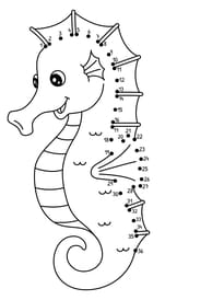 Coloriage hippocampe points &agrave; relier
