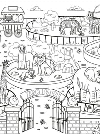 Coloriage de tous les animaux du zoo