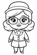 Coloriage ma&icirc;tresse d'&eacute;cole en tailleur