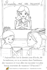 Coloriage ma&icirc;tresse "Racontez-moi vos vacances"