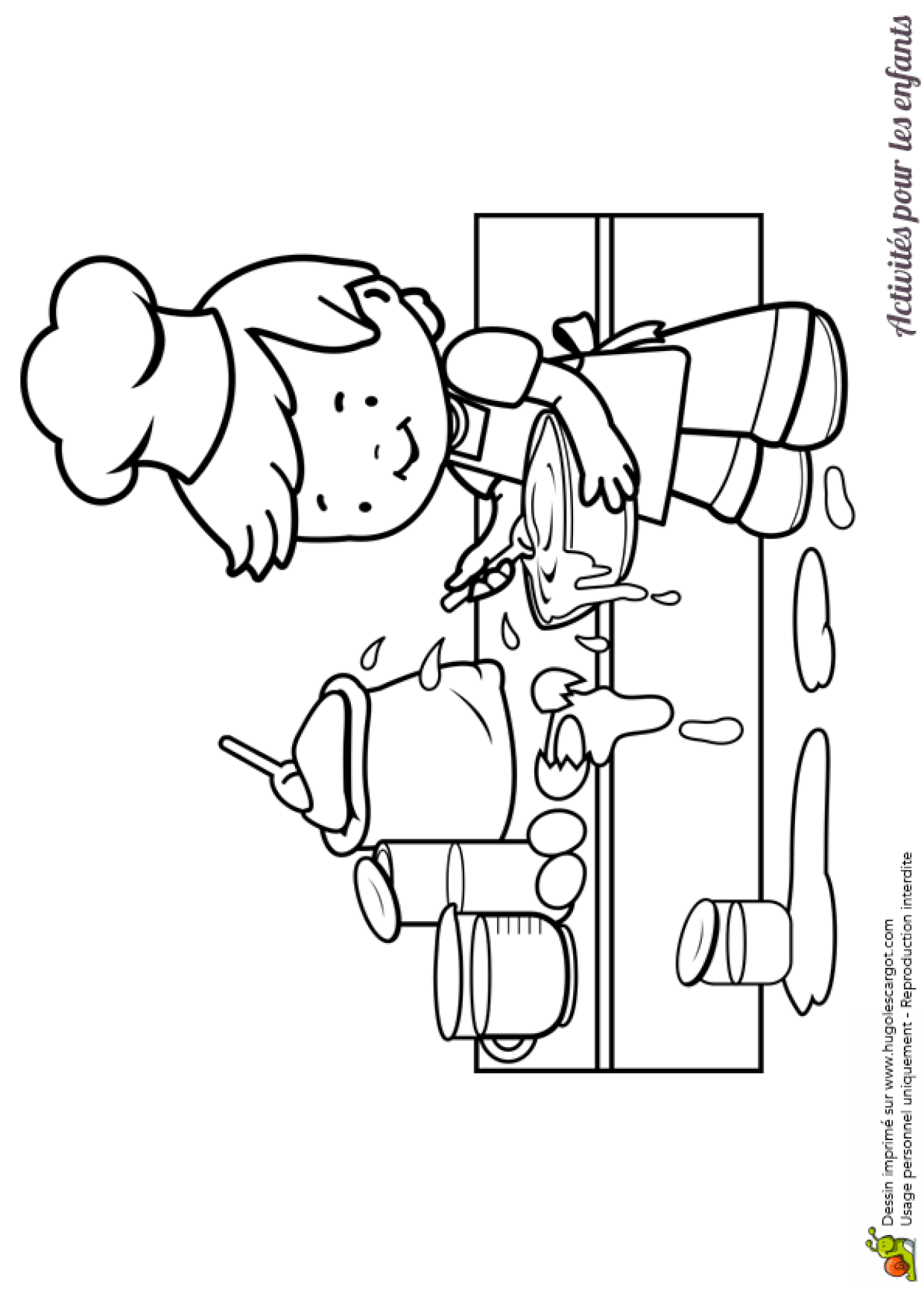 Dessin A Colorier D Un Garcon Faisant Un Gateau