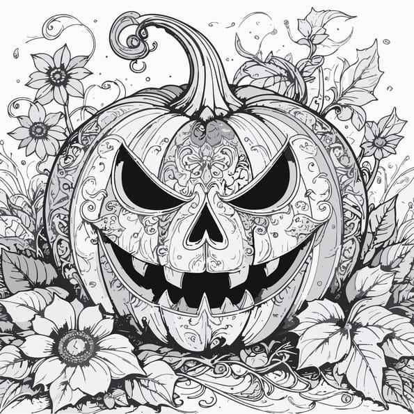 Coloriage citrouille d'Halloween effrayante