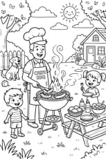 Barbecue dans le jardin avec papa