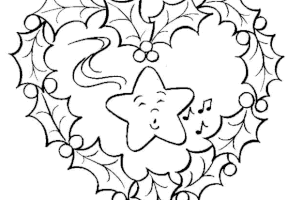 Coloriage houx noel coeur