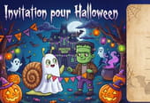 Carte invitation Halloween Frankenstein