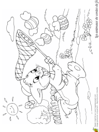 Coloriage animaux de contes lapin de paques