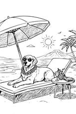 Coloriage d'un chien sur un transat