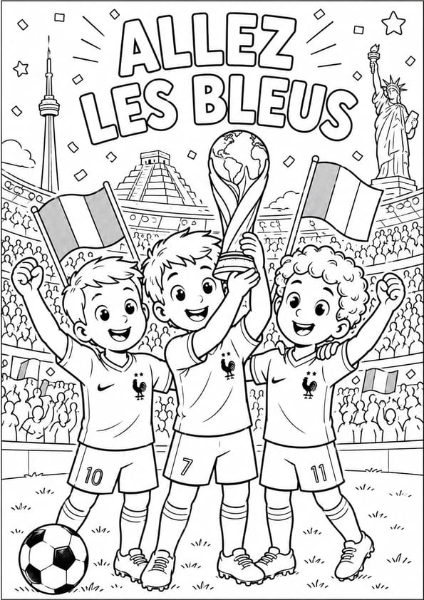 Coloriage Coupe du Monde "Allez les Bleus&nbsp;!"