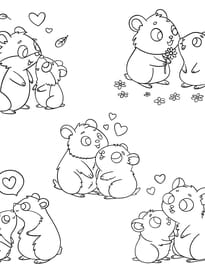 Coloriage f&ecirc;te des m&egrave;res, hamsters