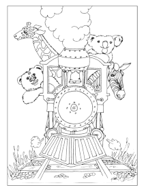 Coloriage train animaux