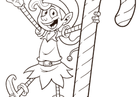 Coloriage lutin et sucre d'orge géant