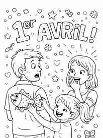 Une petite fille fait un poisson d'avril &agrave; ses parents