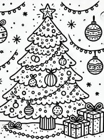 Coloriage sapin de Noël décoré