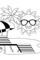 Coloriage : bronzer au soleil, sous les cocotiers