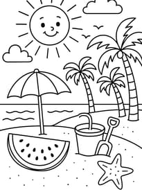 Coloriage d'un été à la plage