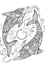Coloriage de dauphins style zentangle