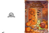 Carte "joyeux Halloween", Hugo l'Escargot chasse les bonbons