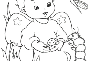 Coloriage ange dans la nature