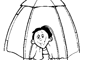 Coloriage camping mini tente
