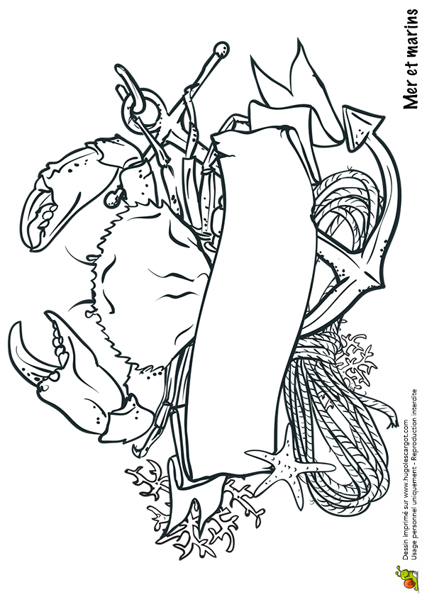 Coloriage mer et marin crabe