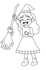 Coloriage sorci&egrave;re d'Halloween rigolote