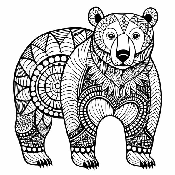 Coloriage d'un ours en mandala