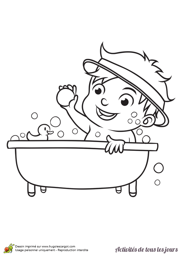 Coloriage activites de tous les jours prendre un bain