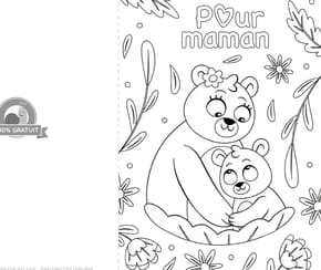 Carte f&ecirc;te des m&egrave;res "pour maman" &agrave; colorier
