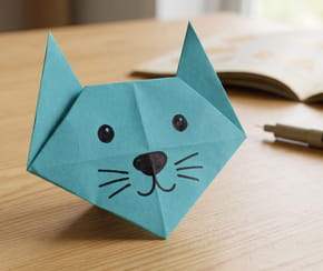 T&ecirc;te de chat en origami&nbsp;: les &eacute;tapes de pliage faciles