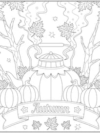 Coloriage d'automne bouilloire et citrouille