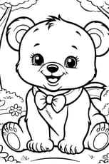 Coloriage d'un adorable petit ours dans les bois