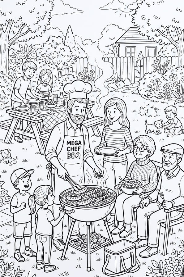 Toute la famille profite du barbecue