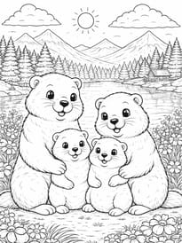 Une famille de marmotte en montagne