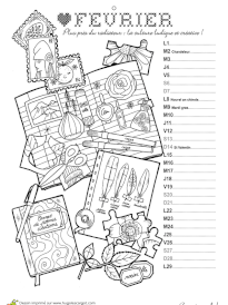 Coloriage mois de f&eacute;vrier du calendrier des petites choses