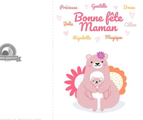 Carte de f&ecirc;te des m&egrave;res avec une maman ourse toute mignonne