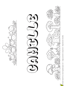 Coloriage du prénom Camille, version bulles de savon