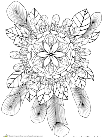 Coloriage superbes mandalas nature et plumes