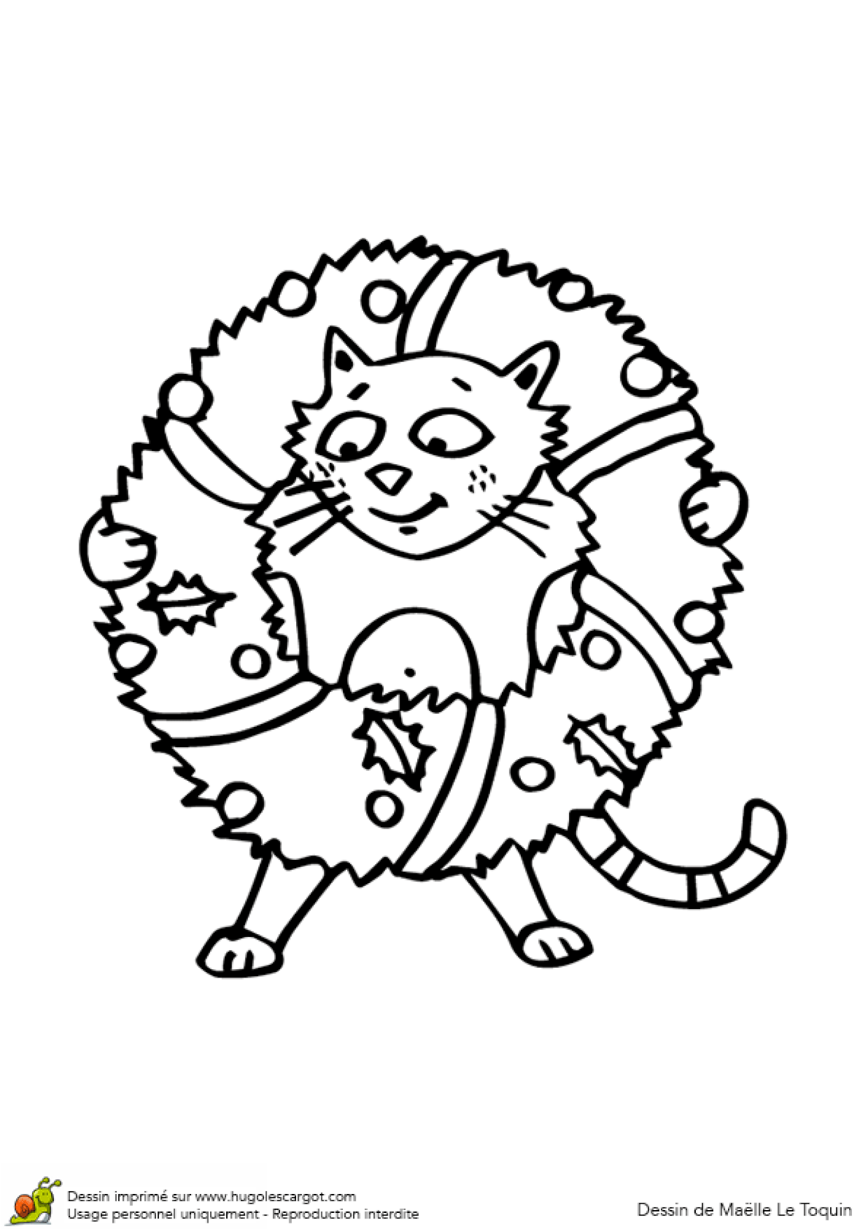 Coloriage Le Chat Et Sa Couronne De Noel
