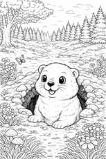 Une marmotte sort de son terrier