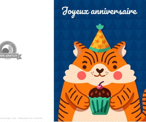 Carte "Joyeux anniversaire" tigre