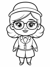 Coloriage ma&icirc;tresse d'&eacute;cole en tailleur