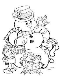 Coloriage noel bonhomme animaux