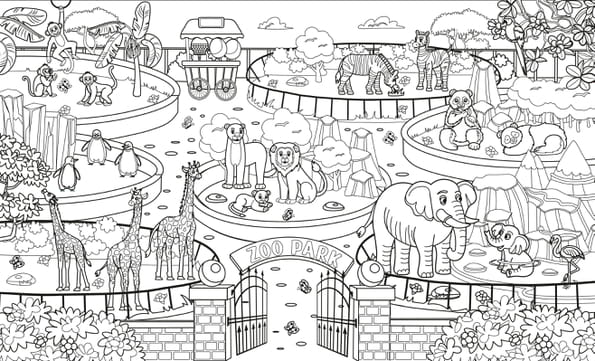 Coloriage de tous les animaux du zoo
