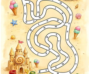 Labyrinthe &agrave; imprimer pour apprendre l'alphabet... &agrave; la plage&nbsp;!