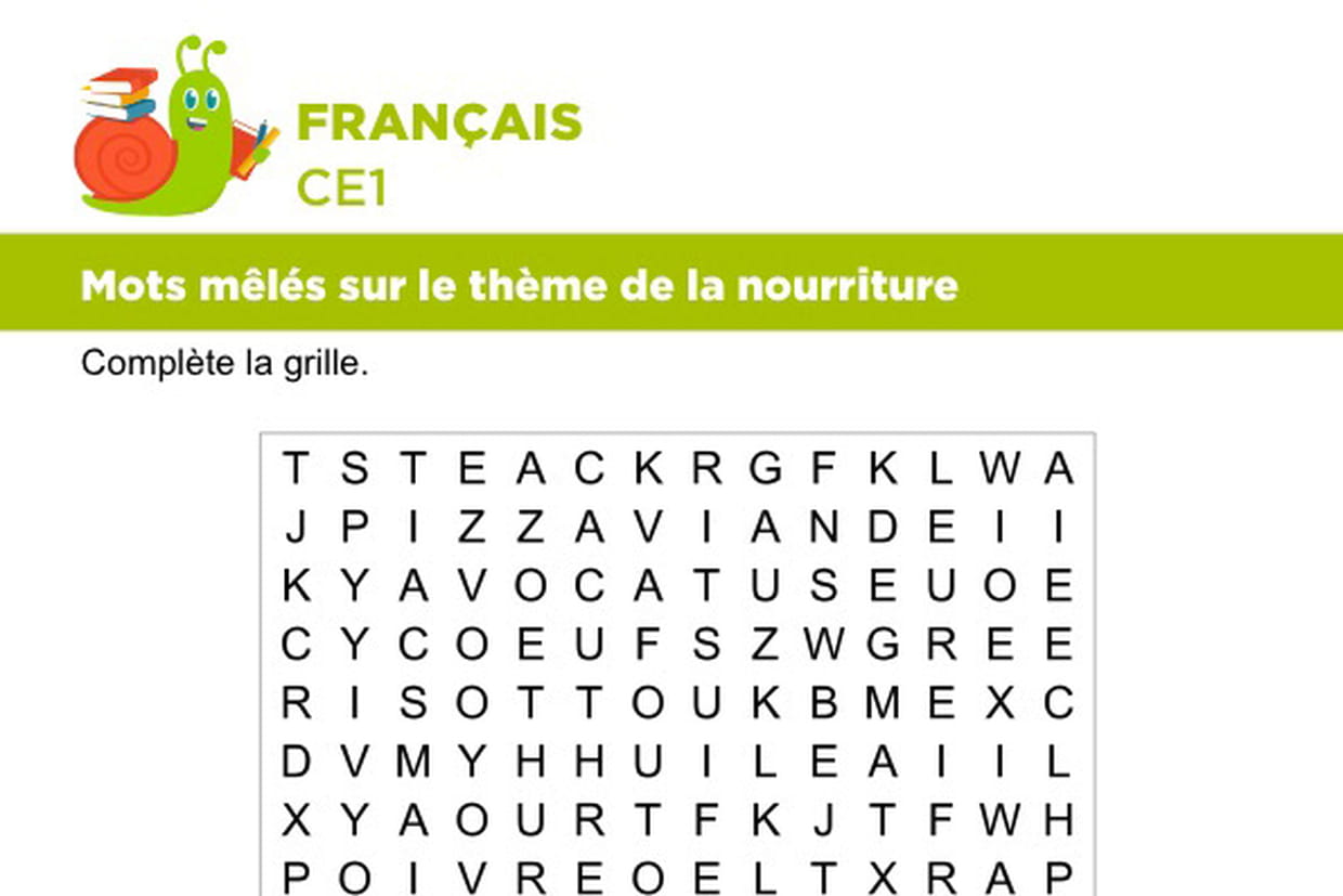 Mots Croisés à Imprimer Pour Adulte Pdf Vocabulaire, mots mêlés sur le thème des aliments